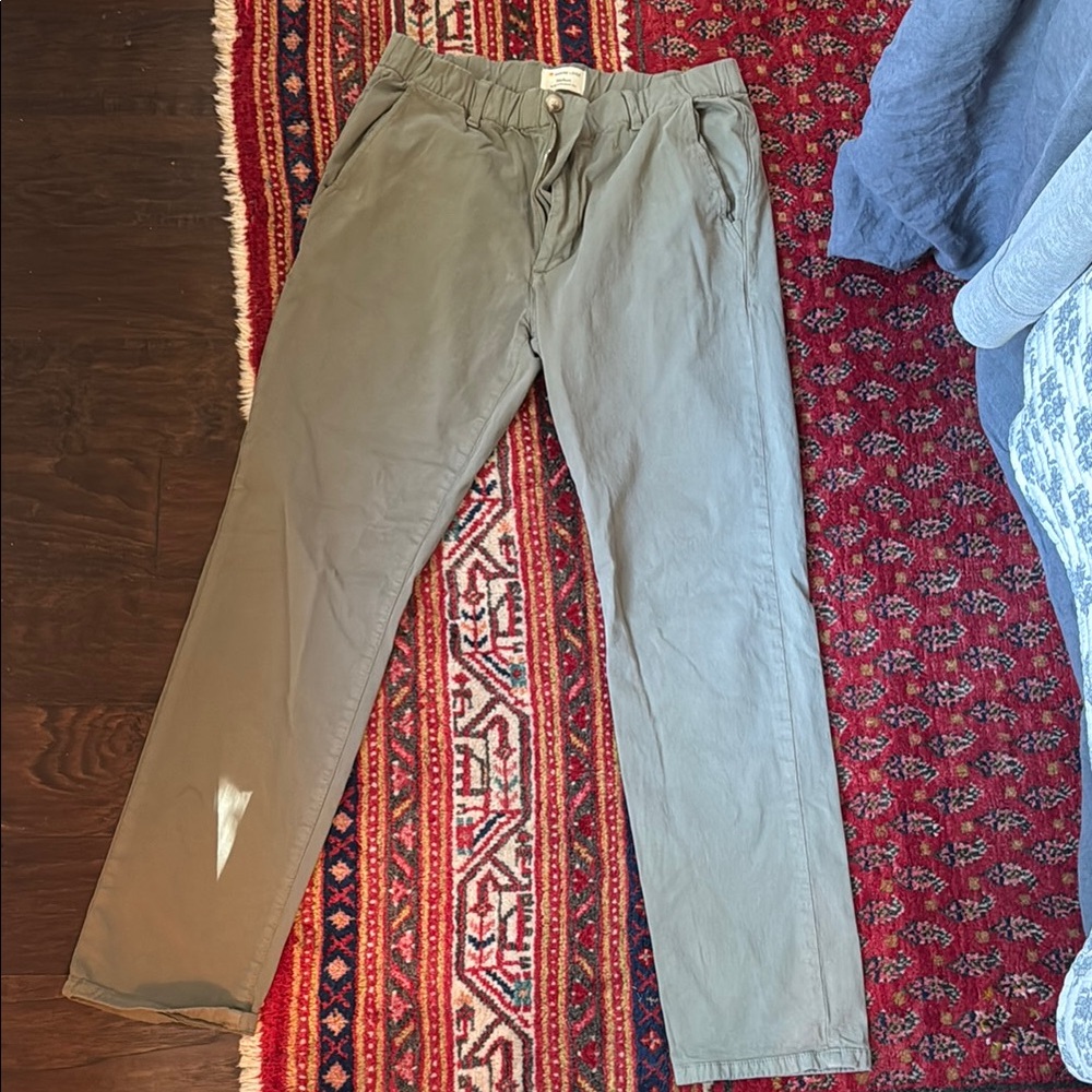 Men's Casual Drawstring Chinos - Olive Green